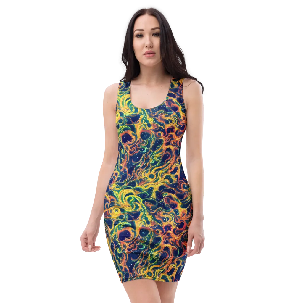 Celestial Flame on Bodycon Dress — Front