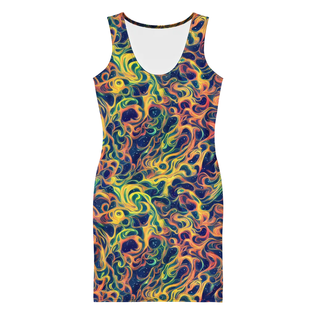 Celestial Flame on Bodycon Dress — Front