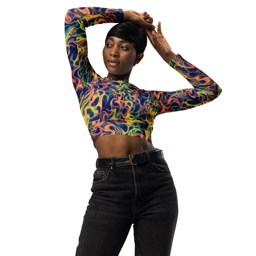 Celestial Flame on Long Sleeve Crop Top — Front