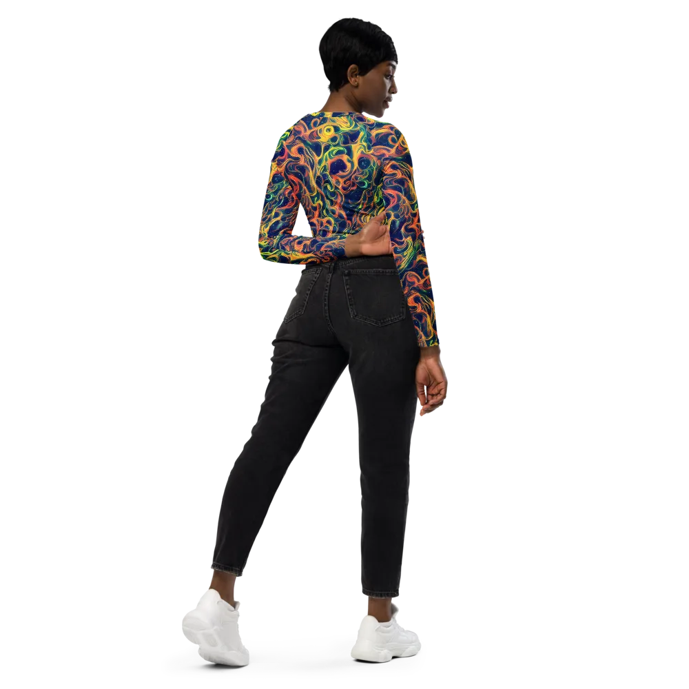 Celestial Flame on Long Sleeve Crop Top — Right Back