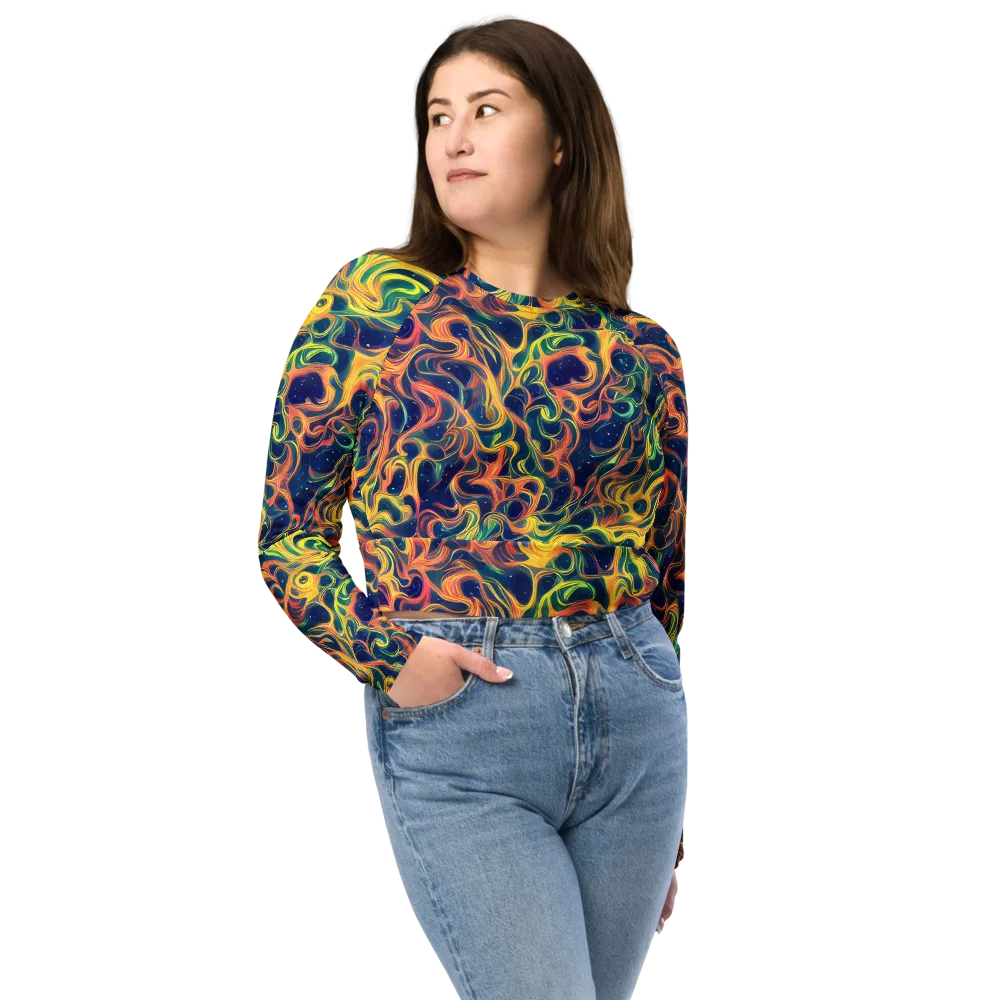 Celestial Flame on Long Sleeve Crop Top — Front