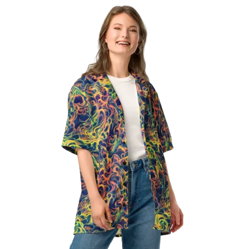 Celestial Flame on a Button Shirt