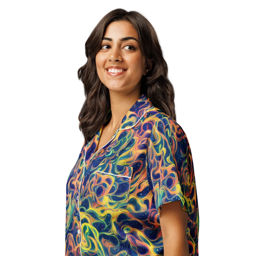 Celestial Flame on Women's Short Sleeve Pajama Top — Left Front