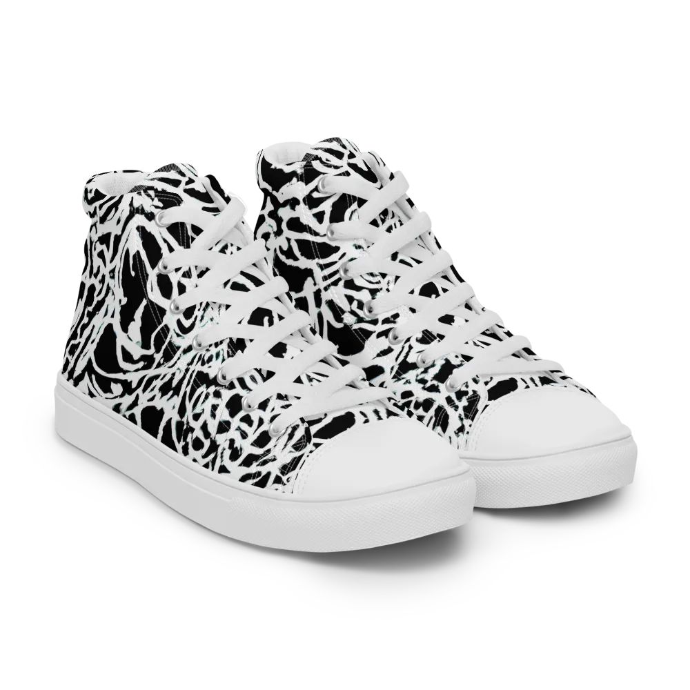 Obsidian Gesture on Men's High Top Canvas Shoes — Right Front