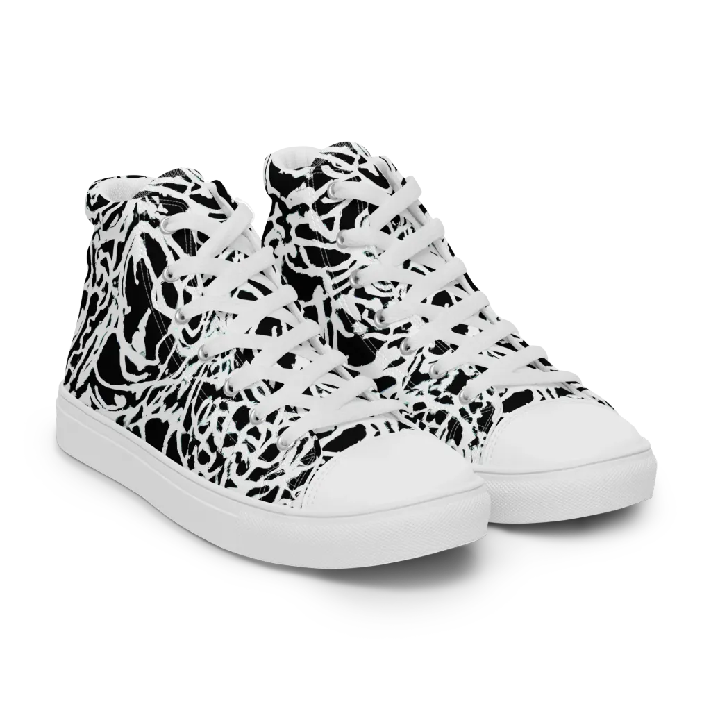 Obsidian Gesture on Women's High Top Canvas Shoes — Right Front