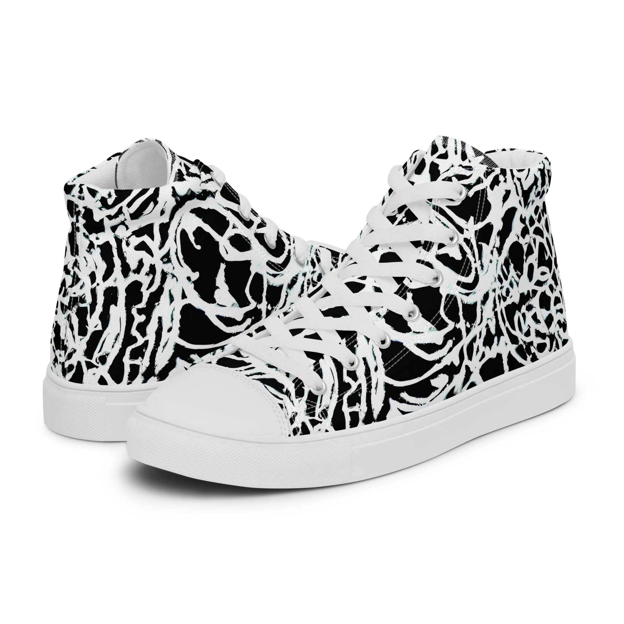 Obsidian Gesture on Women's High Top Canvas Shoes — Left