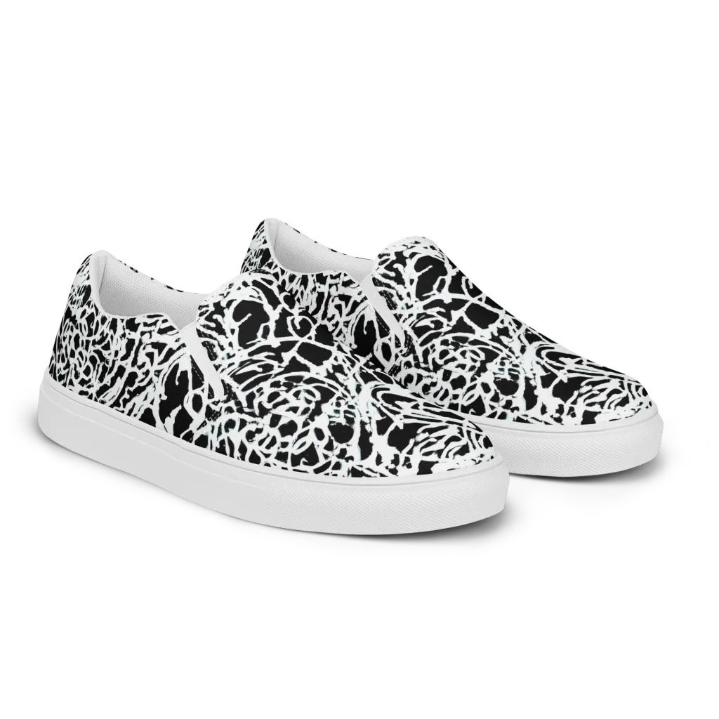 Obsidian Gesture on Men's Slip-On Canvas Shoes — Right Front
