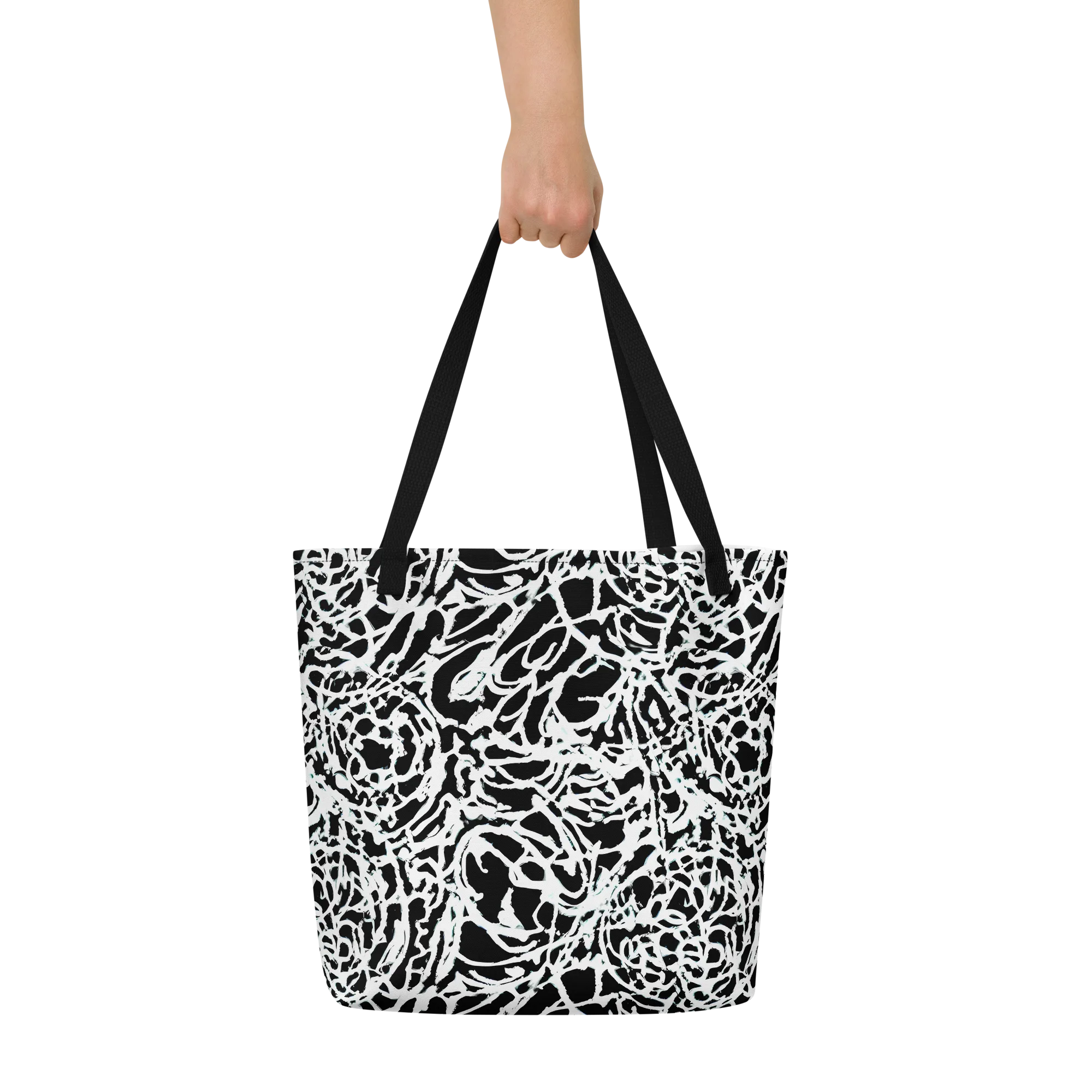 Obsidian Gesture on Large Tote Bag W/ Pocket — Front