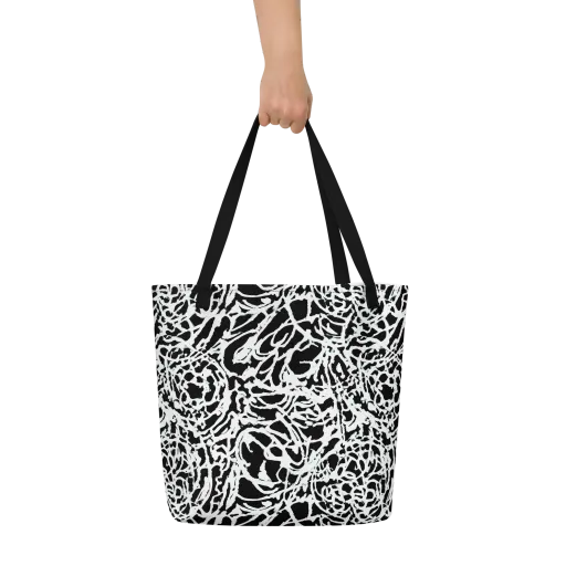 Obsidian Gesture on a Large Tote Bag W/ Pocket