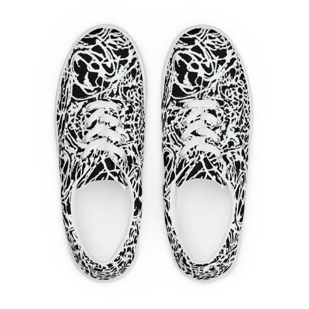 Obsidian Gesture on Men's Lace-Up Canvas Shoes — Front