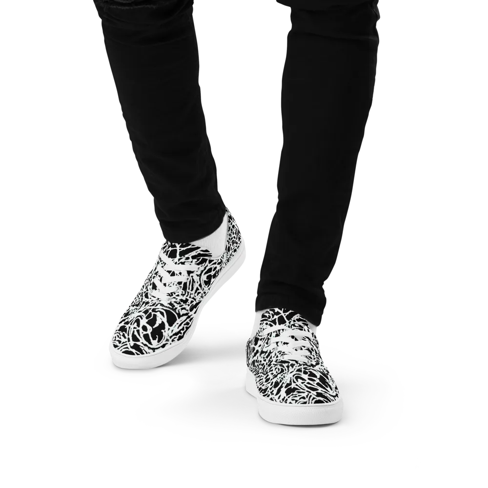 Obsidian Gesture on Men's Lace-Up Canvas Shoes — Front