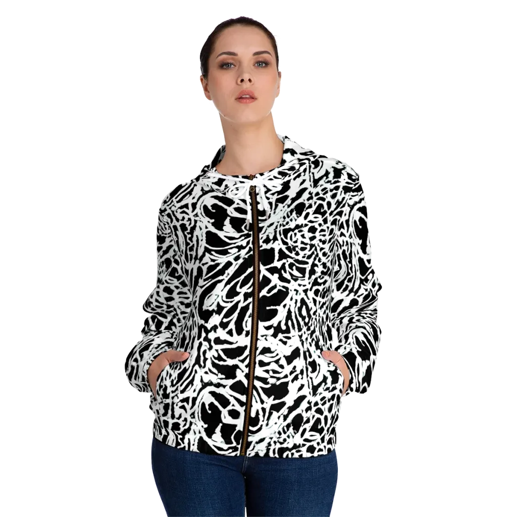 Obsidian Gesture on Women's Full-Zip Hoodie — Front On Person