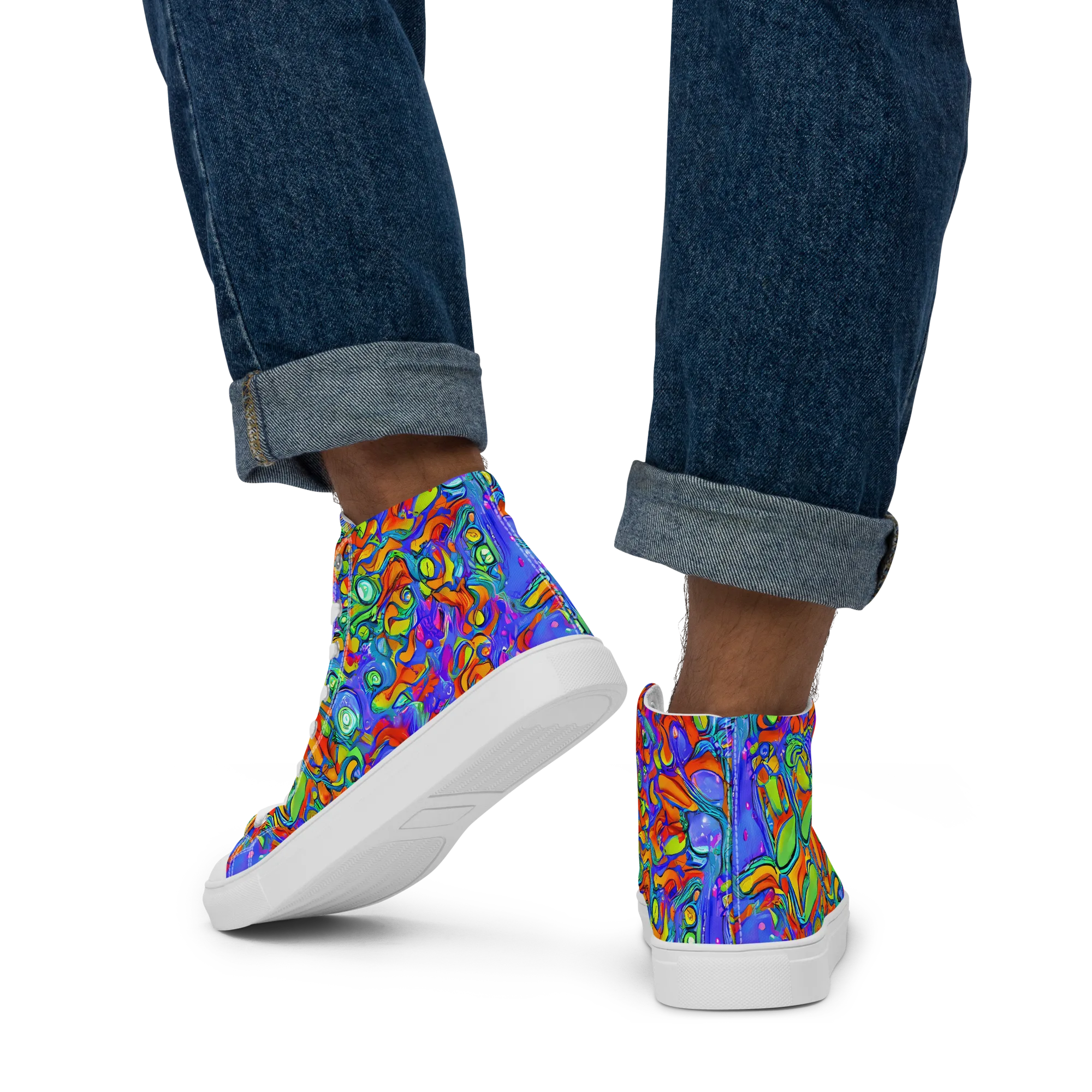 Wild Chromatic on Men's High Top Canvas Shoes — Back