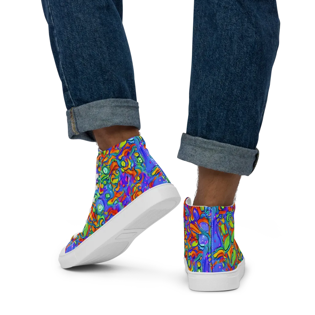 Wild Chromatic on Men's High Top Canvas Shoes — Back
