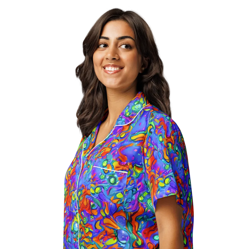 Wild Chromatic on Women's Short Sleeve Pajama Top — Left Front