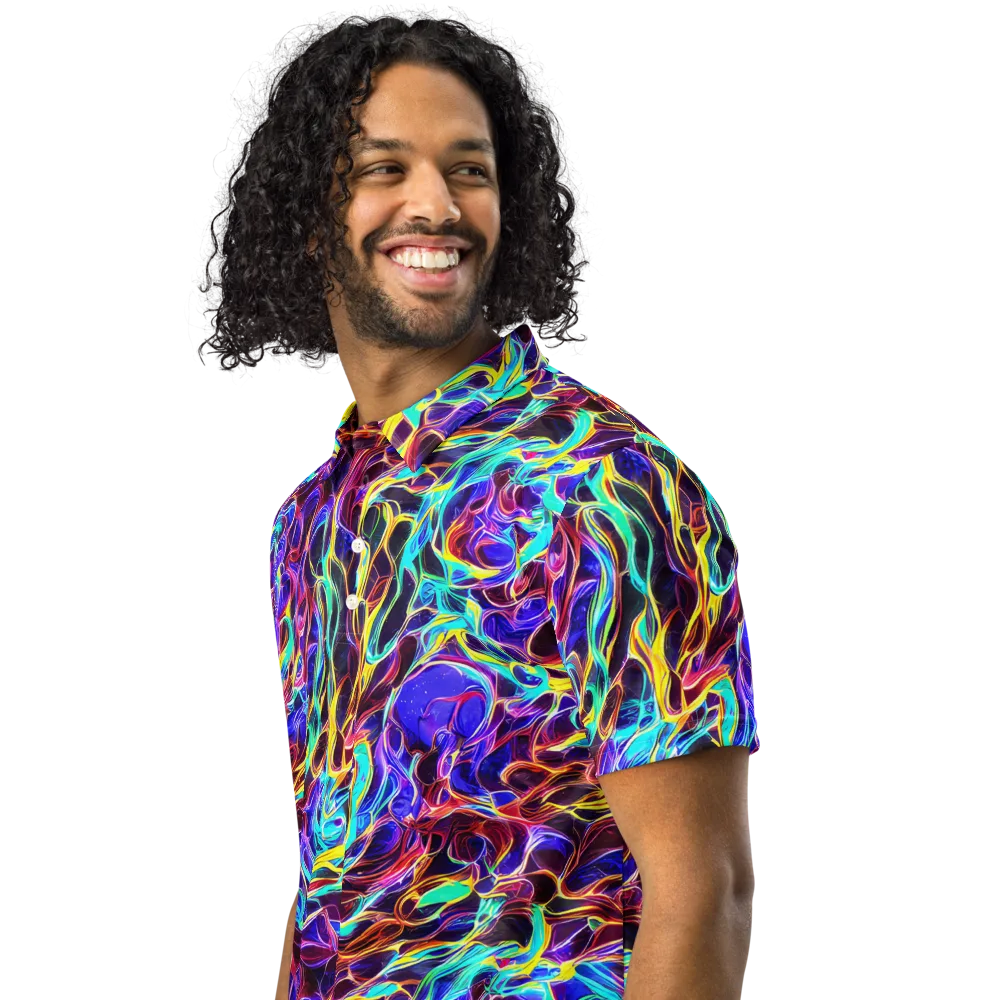 Lucid Inferno on Men's Slim Fit Polo Shirt — Left Front