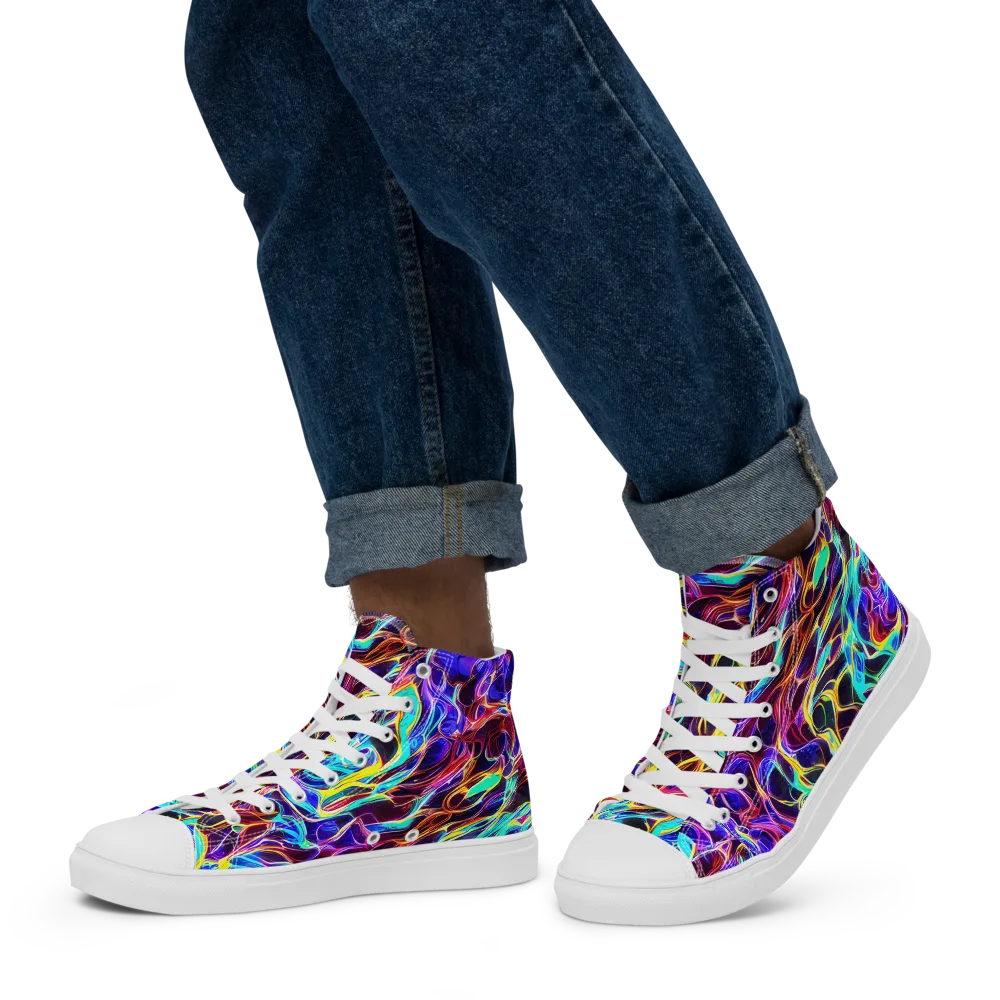 Lucid Inferno on Men's High Top Canvas Shoes — Left