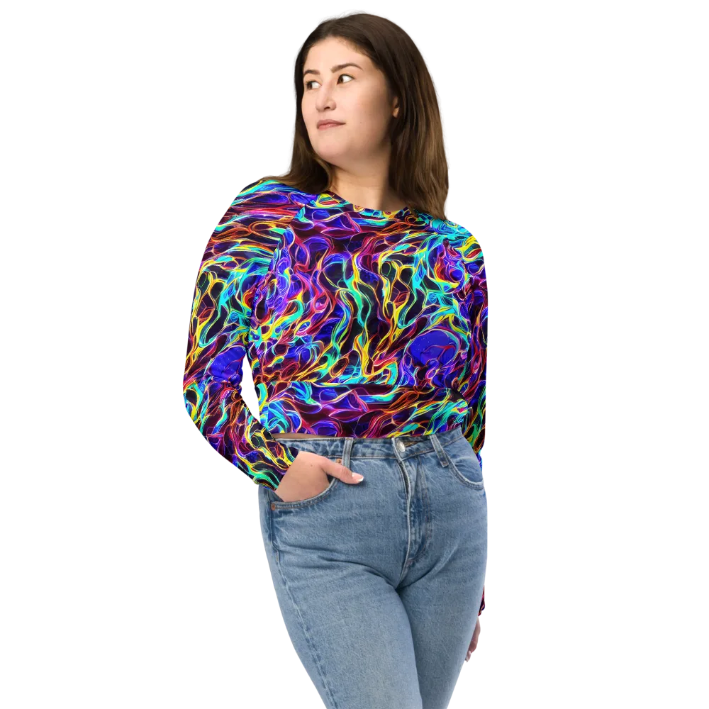 Lucid Inferno on Long Sleeve Crop Top — Front