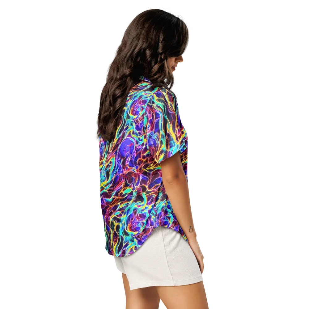 Lucid Inferno on Women's Short Sleeve Pajama Top — Right Back