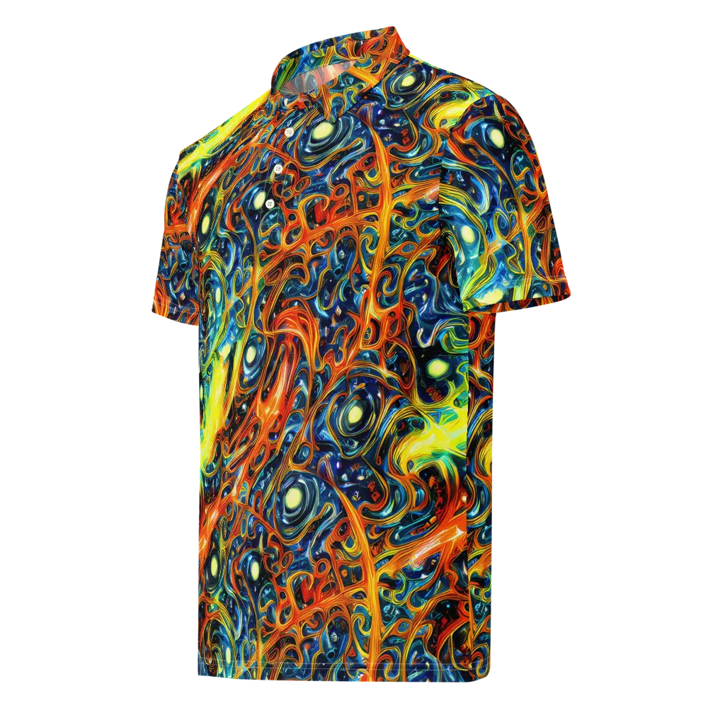 Blue Flame Field on Men's Slim Fit Polo Shirt — Left Front