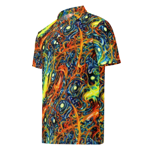 Blue Flame Field on a Men's Slim Fit Polo Shirt