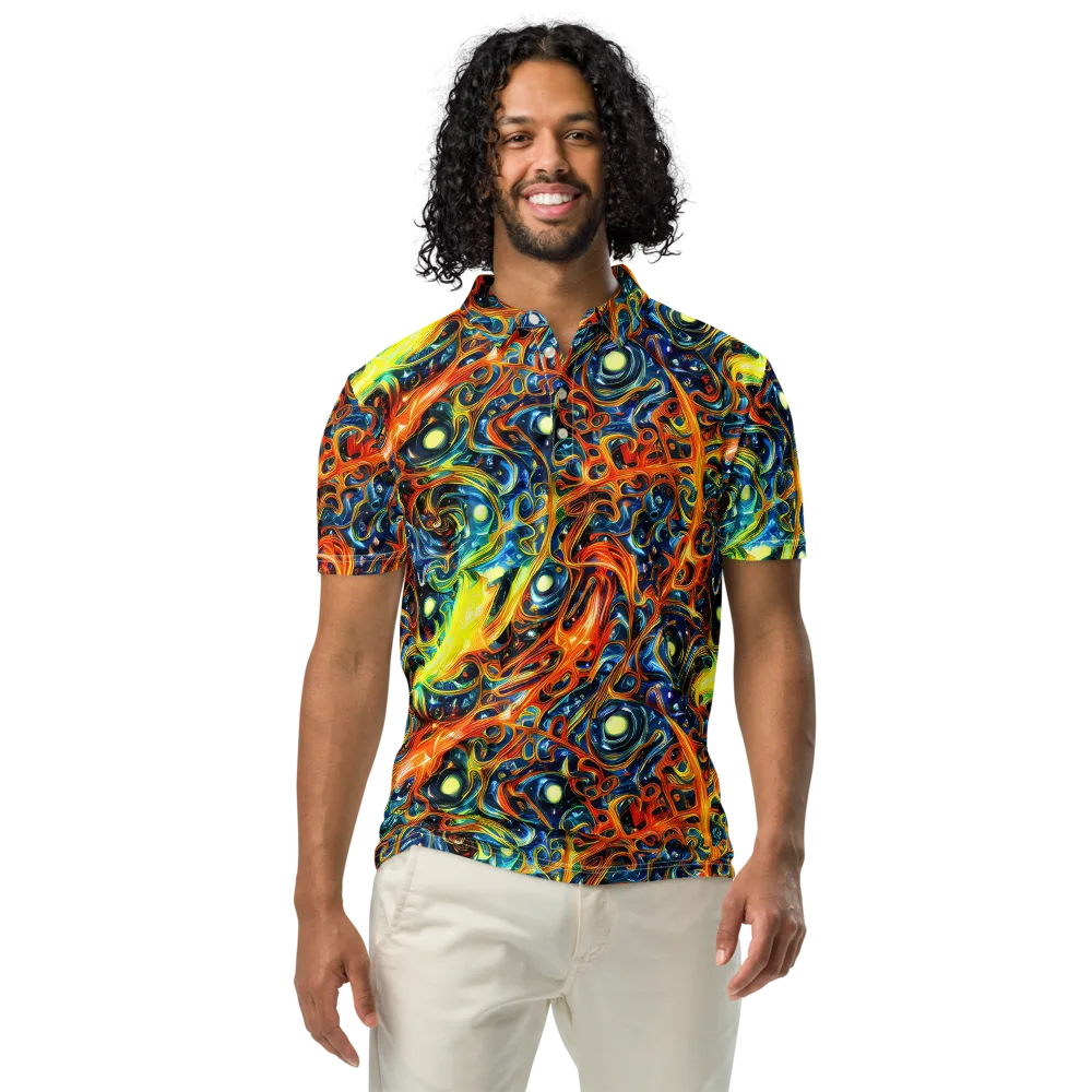 Blue Flame Field on Men's Slim Fit Polo Shirt — Front