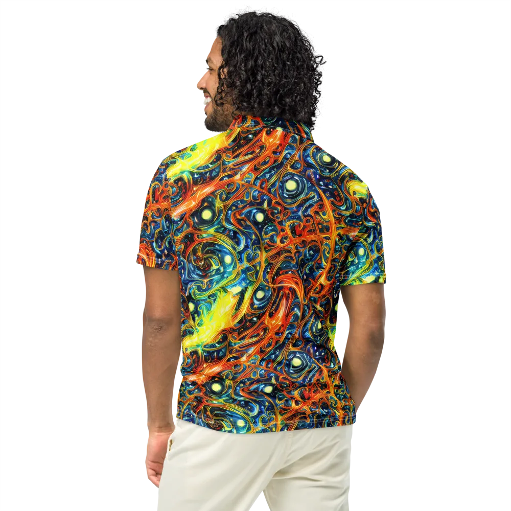Blue Flame Field on Men's Slim Fit Polo Shirt — Back