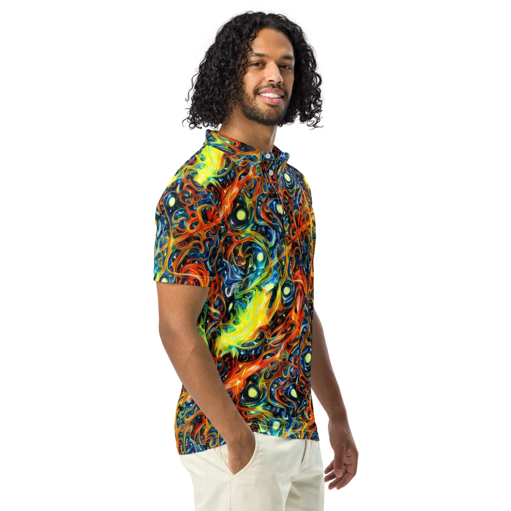 Blue Flame Field on Men's Slim Fit Polo Shirt — Right Front