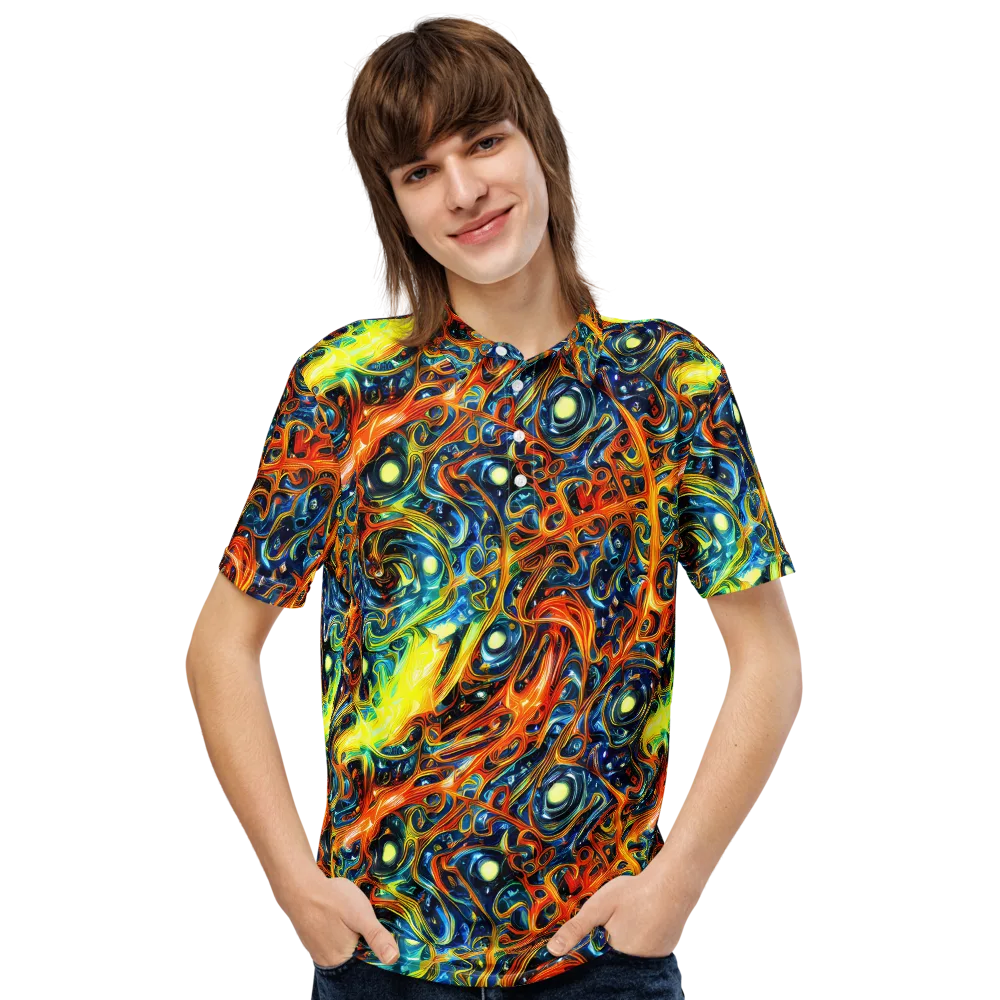 Blue Flame Field on Men's Slim Fit Polo Shirt — Front