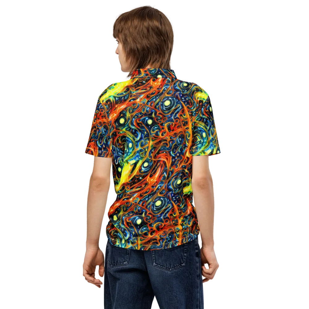 Blue Flame Field on Men's Slim Fit Polo Shirt — Back