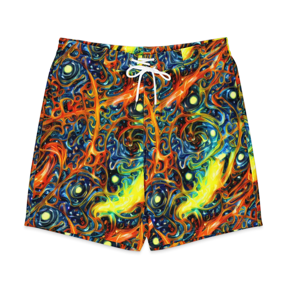 Blue Flame Field on Men's Board Shorts — Front