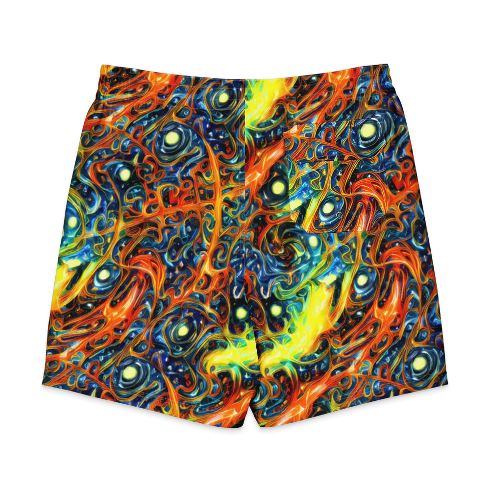 Blue Flame Field on Men's Board Shorts — Back