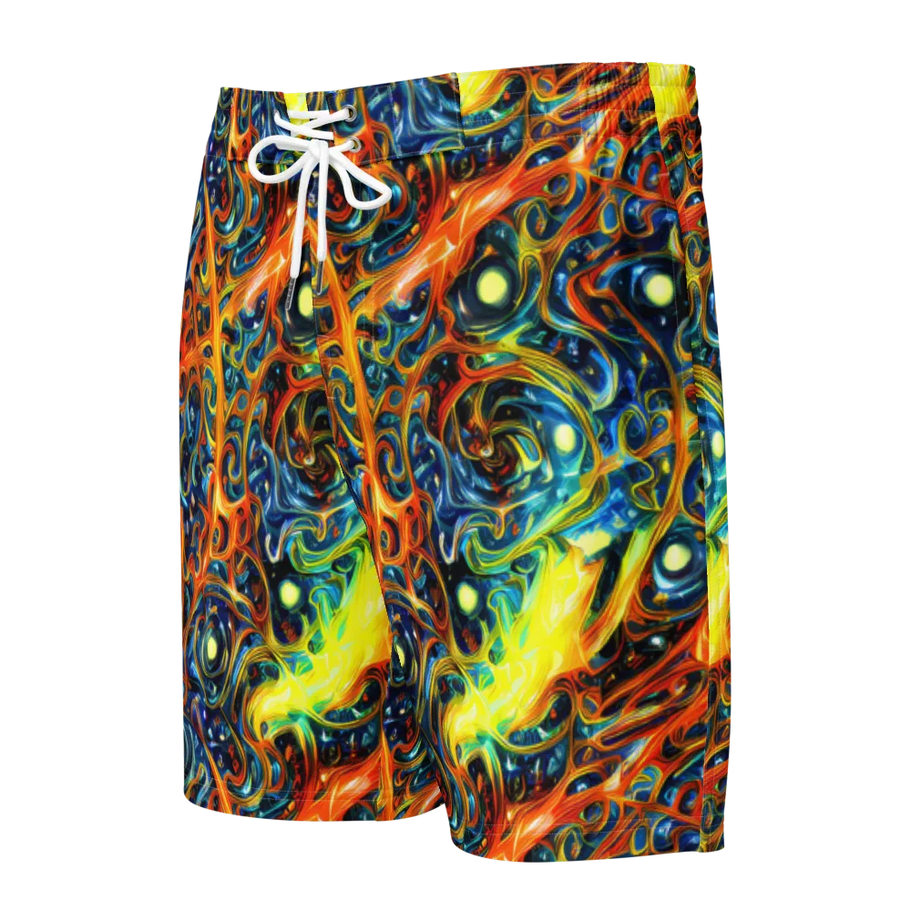Blue Flame Field on Men's Board Shorts — Front