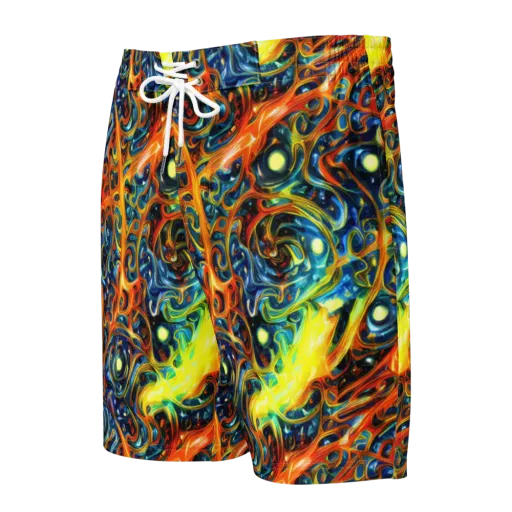 Blue Flame Field on a Men's Board Shorts