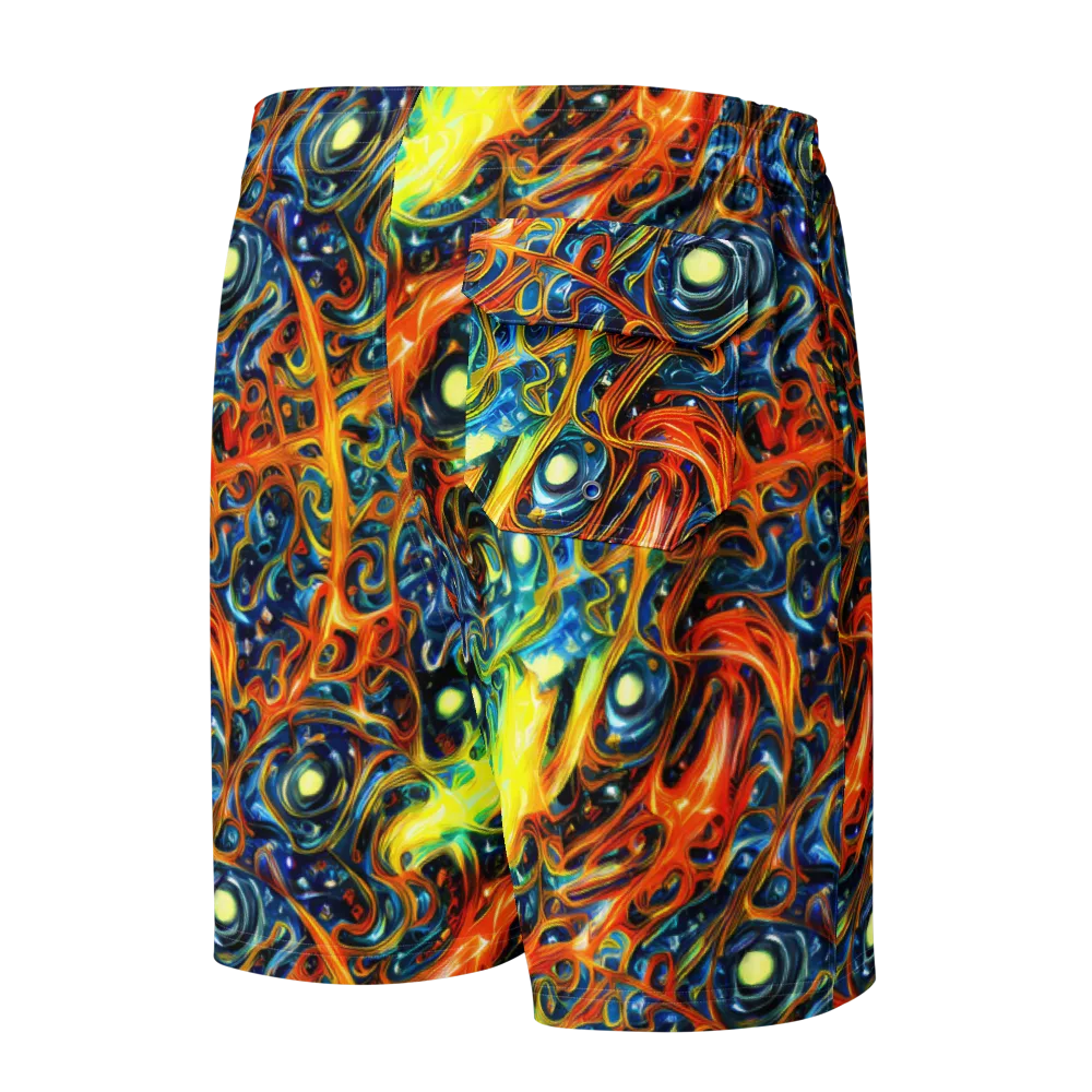 Blue Flame Field on Men's Board Shorts — Back
