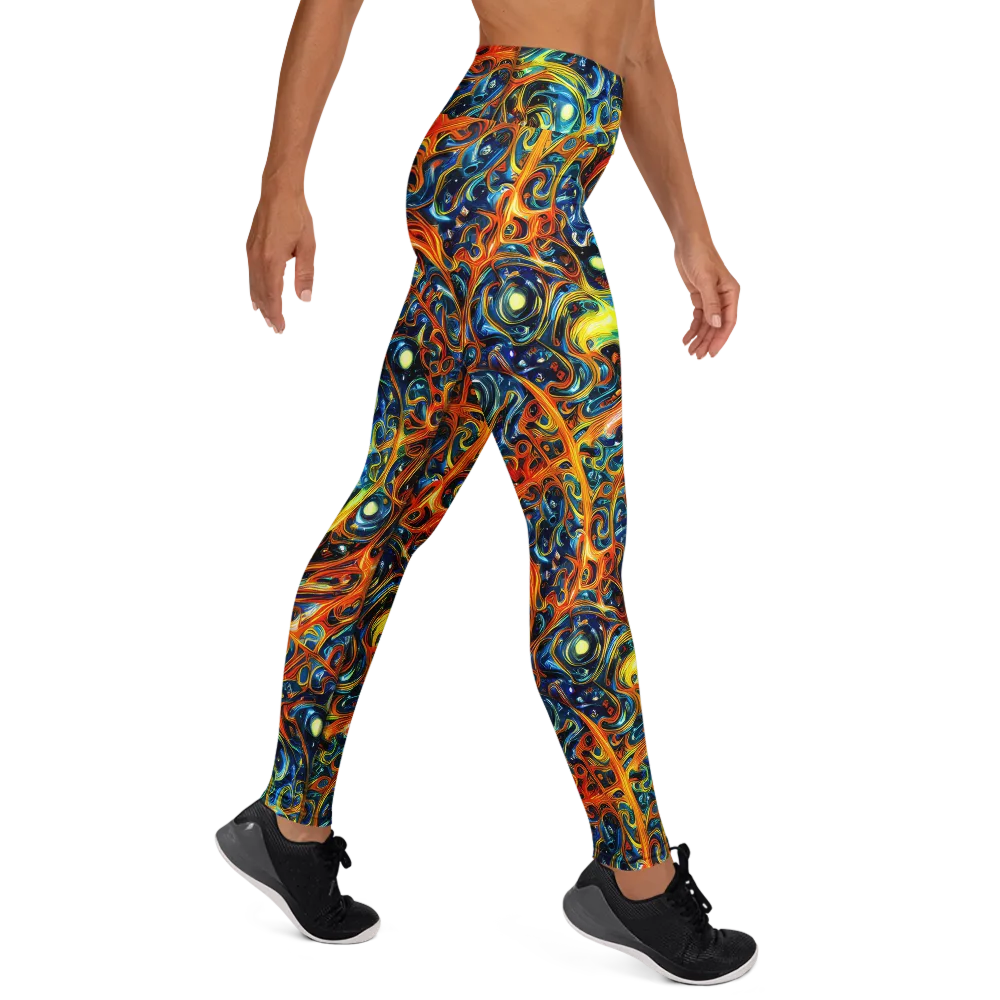 Blue Flame Field on Yoga Leggings — Right