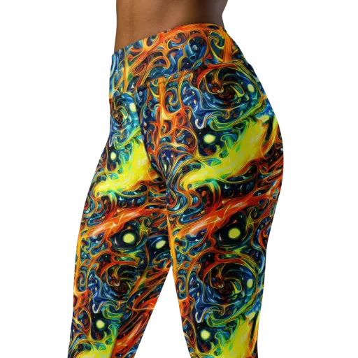 Blue Flame Field on a Yoga Leggings