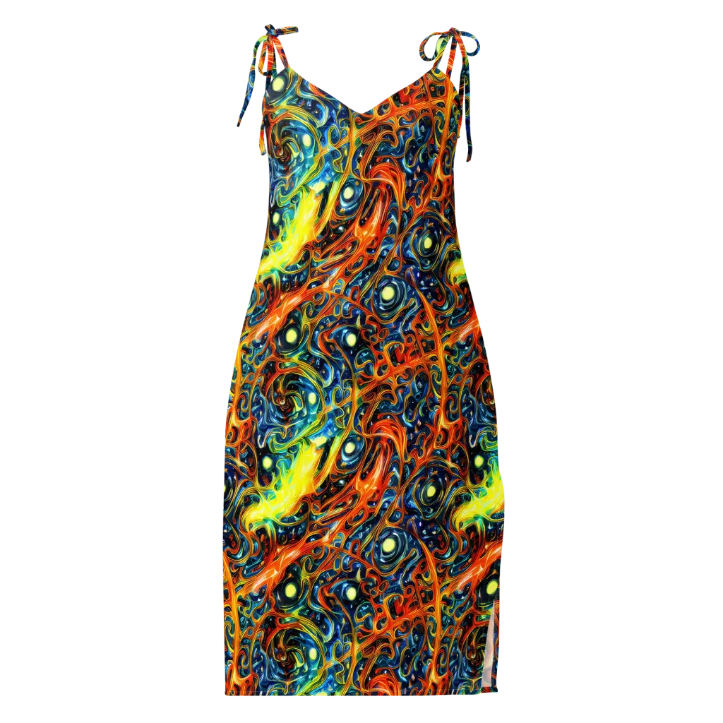 Blue Flame Field on Slip Dress — Front