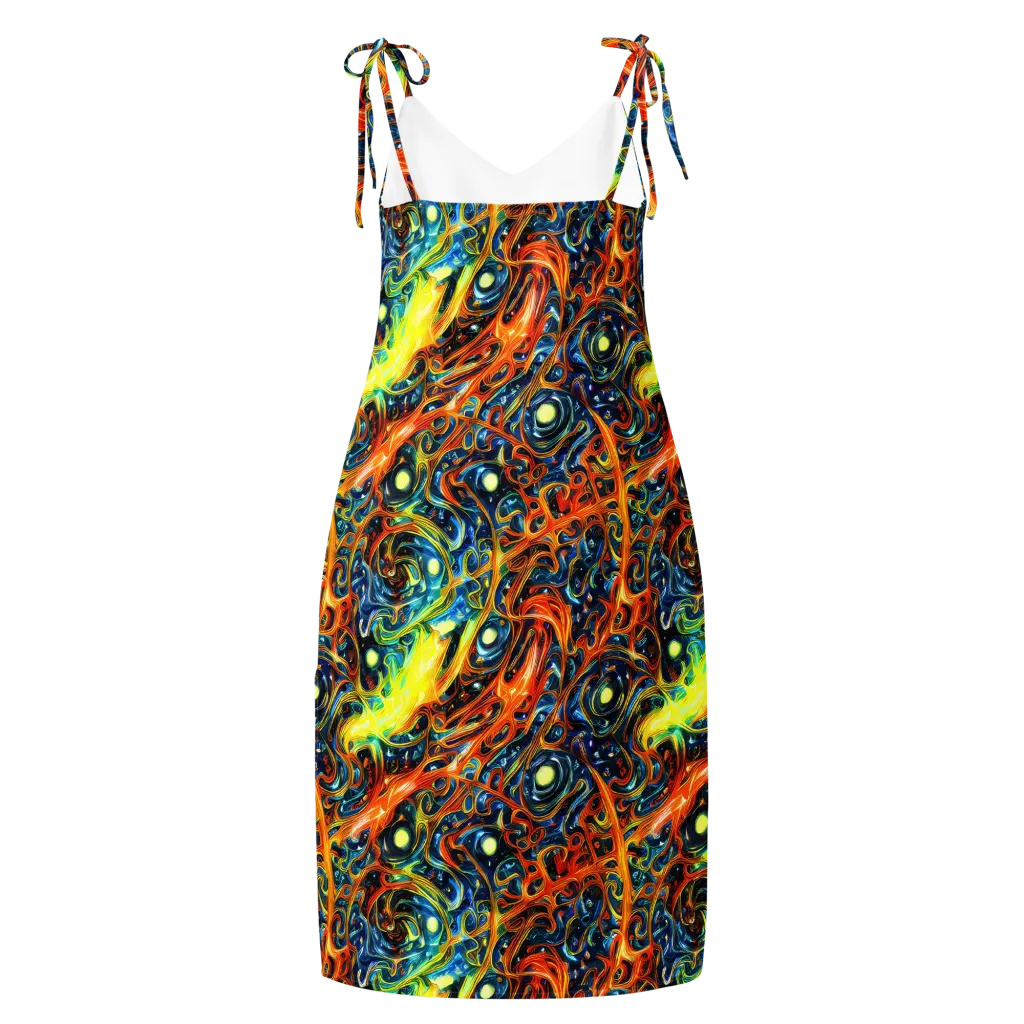 Blue Flame Field on Slip Dress — Back