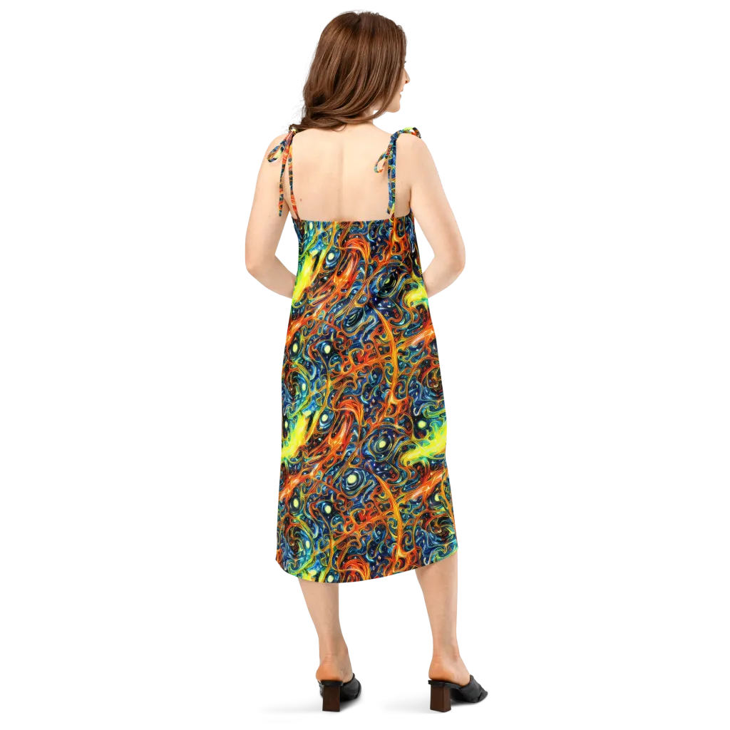 Blue Flame Field on Slip Dress — Back