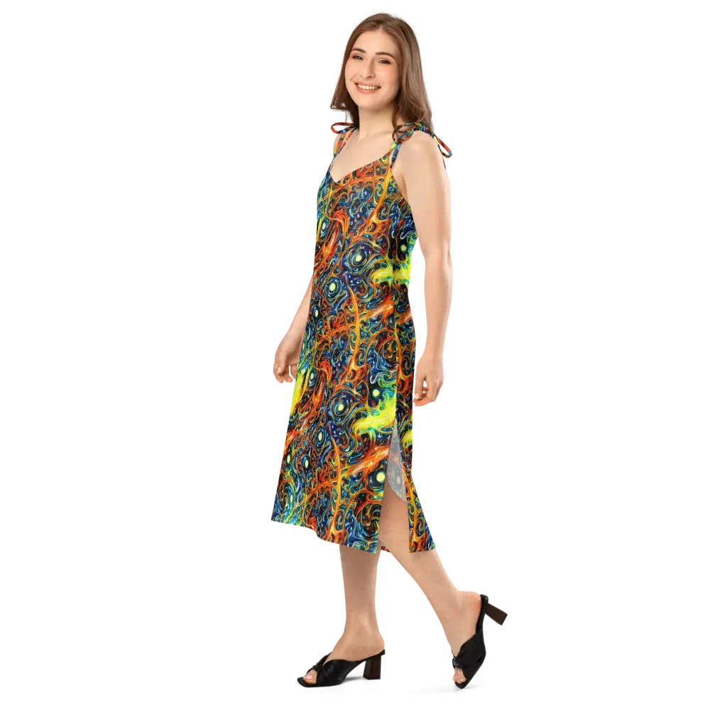 Blue Flame Field on Slip Dress — Left Front