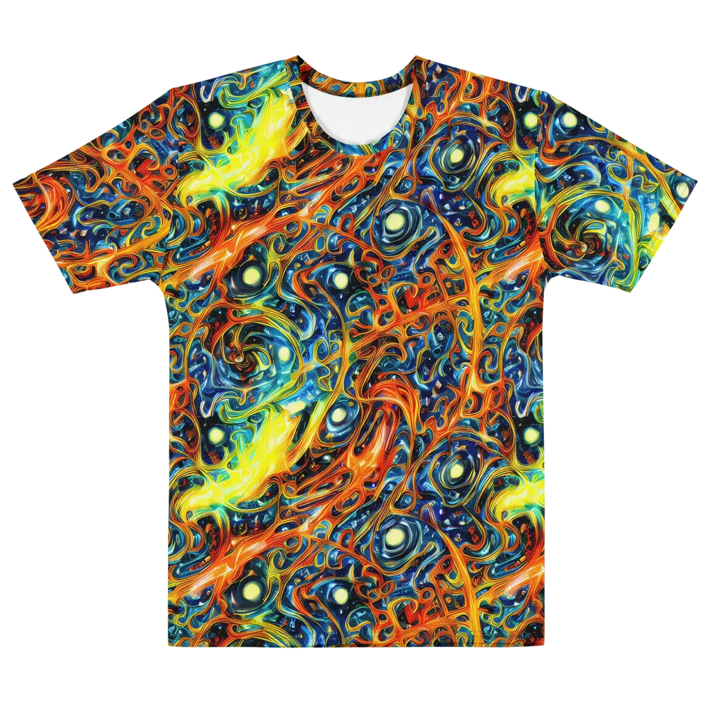 Blue Flame Field on Men's Cotton Crew Neck T-Shirt — Front