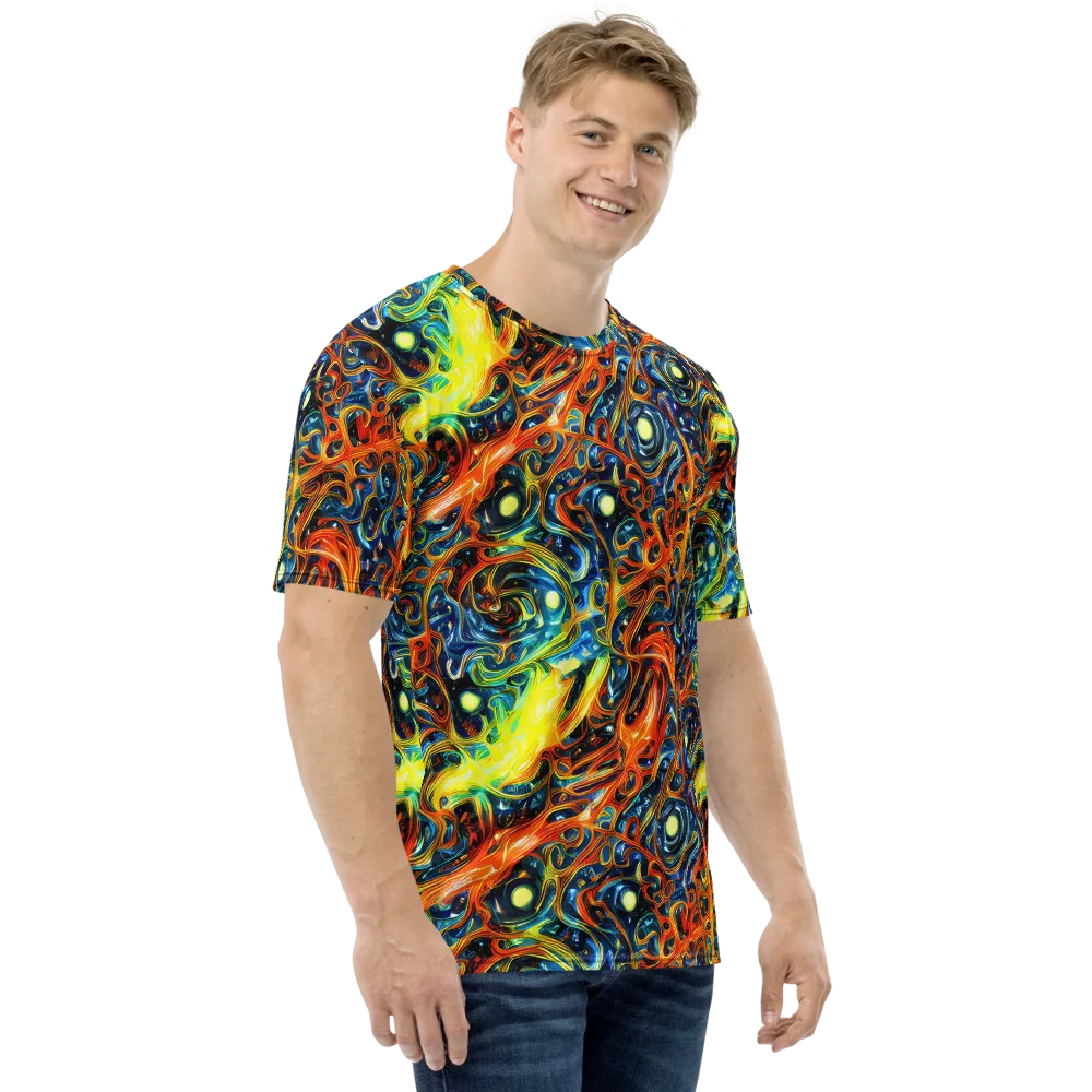 Blue Flame Field on Men's Crew Neck T-Shirt — Right