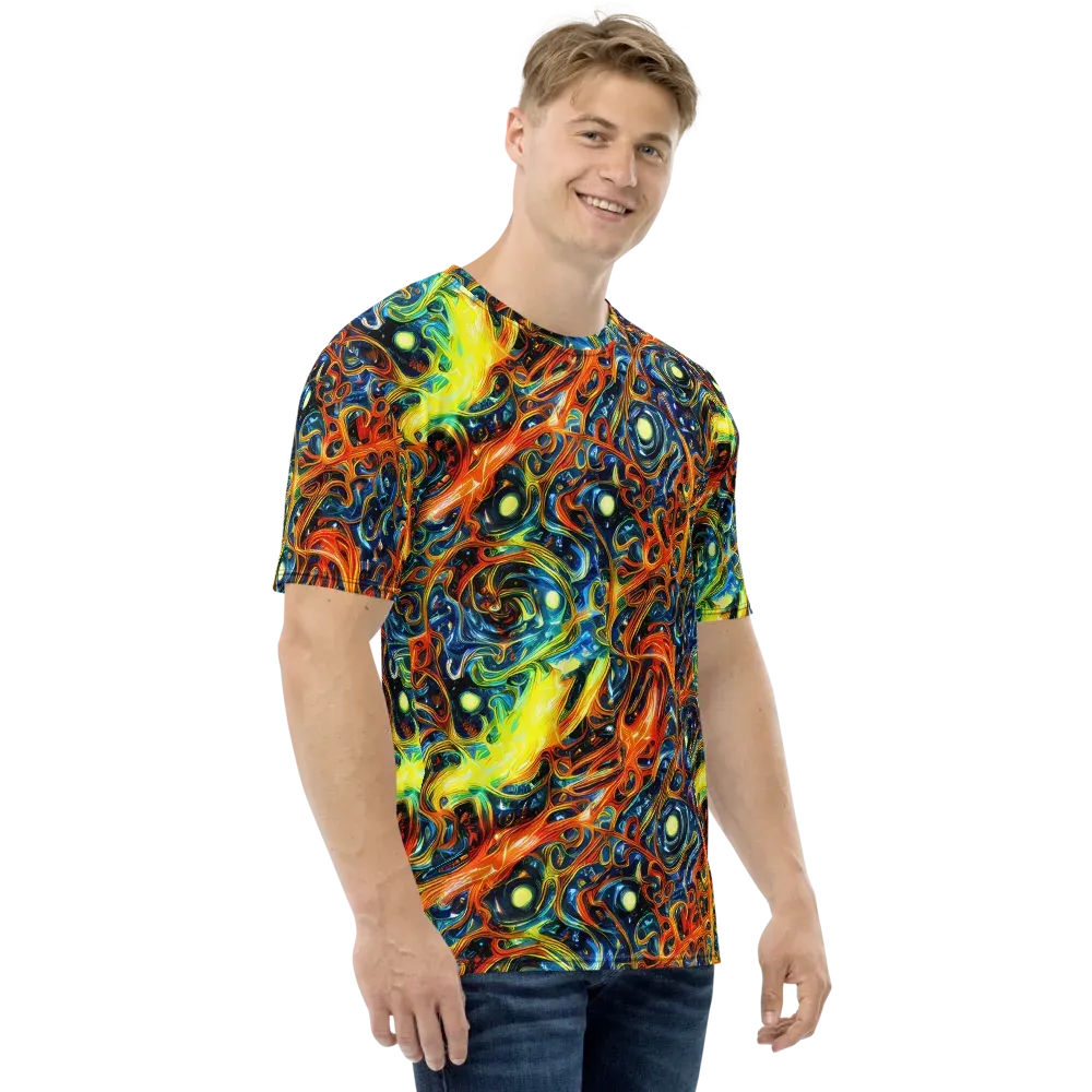 Blue Flame Field on Men's Crew Neck T-Shirt — Right