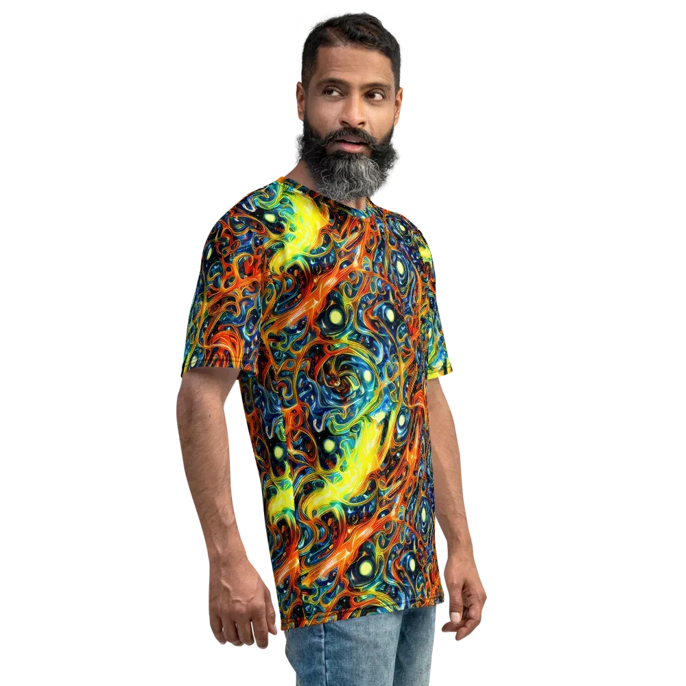 Blue Flame Field on Men's Crew Neck T-Shirt — Right