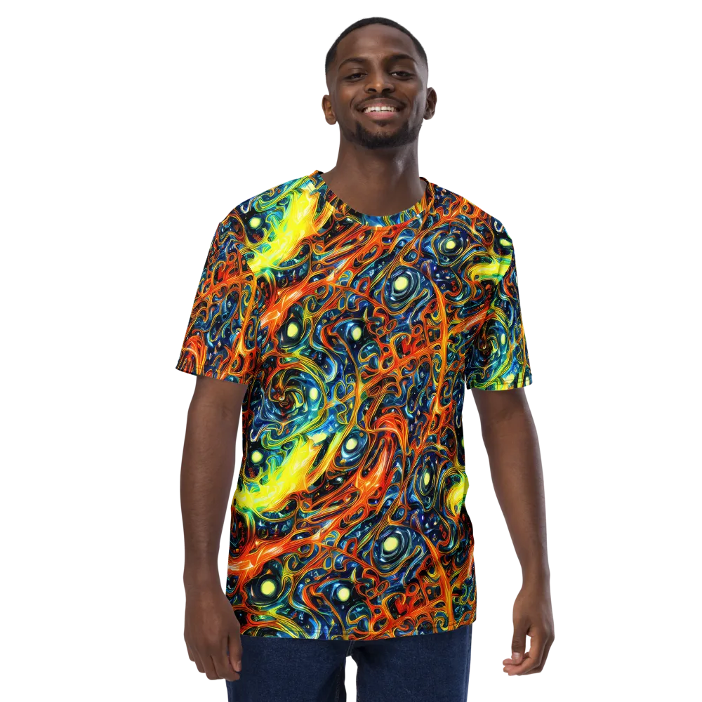 Blue Flame Field on Men's Crew Neck T-Shirt — Front
