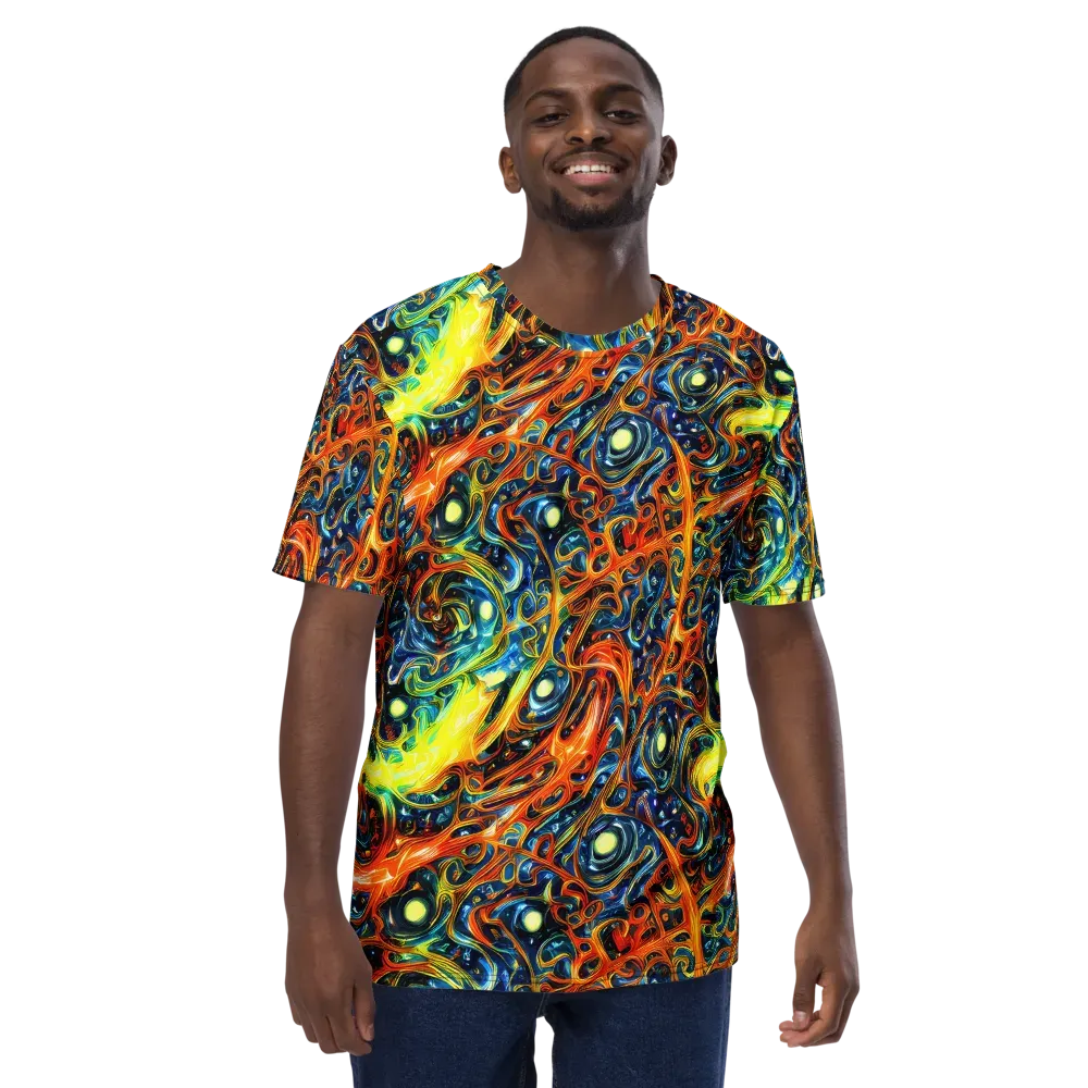 Blue Flame Field on Men's Crew Neck T-Shirt — Front