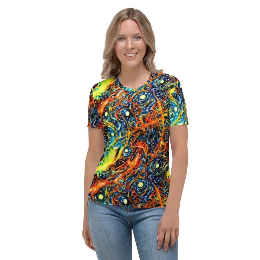 Blue Flame Field on Women's Crew Neck T-Shirt — Front