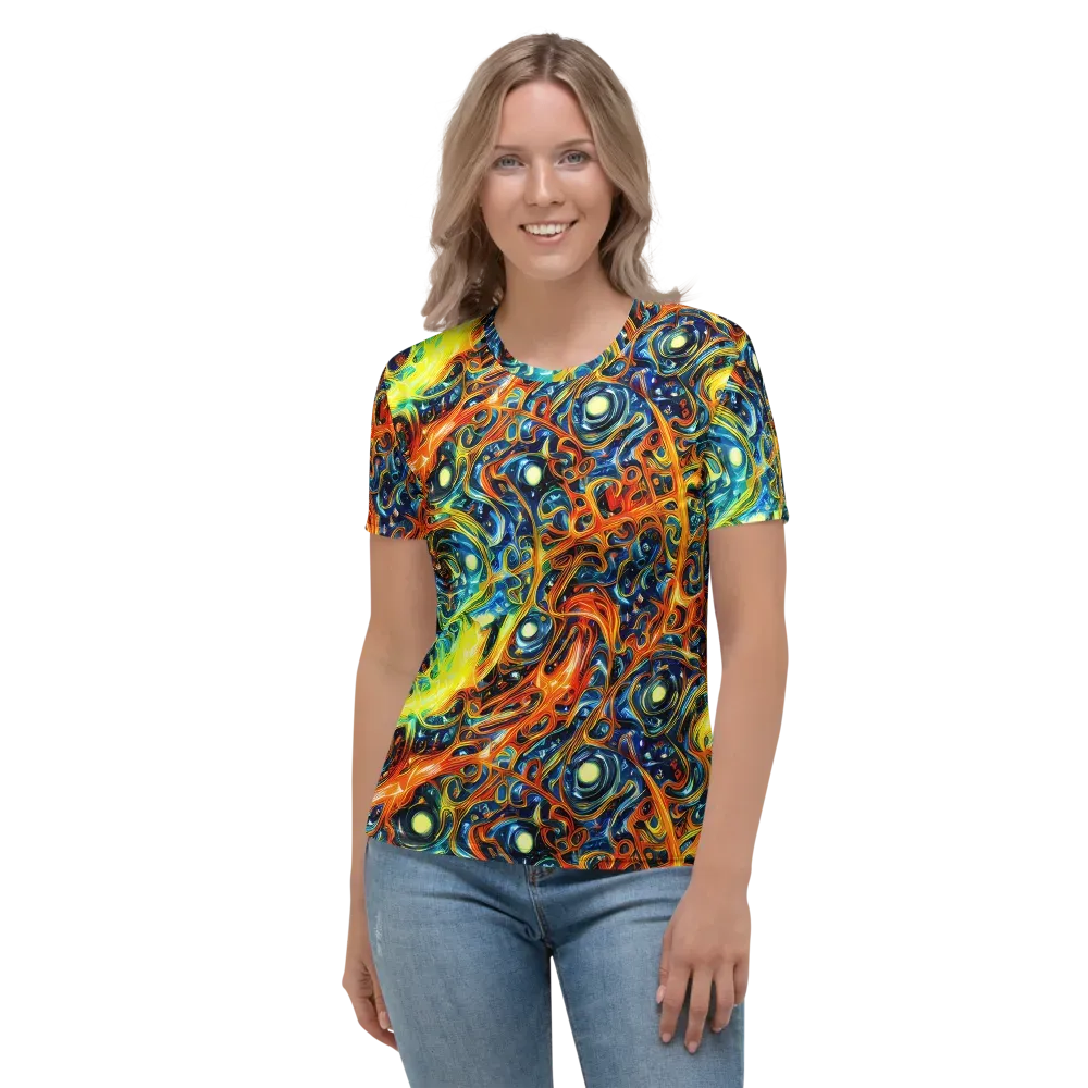 Blue Flame Field on Women's Crew Neck T-Shirt — Front