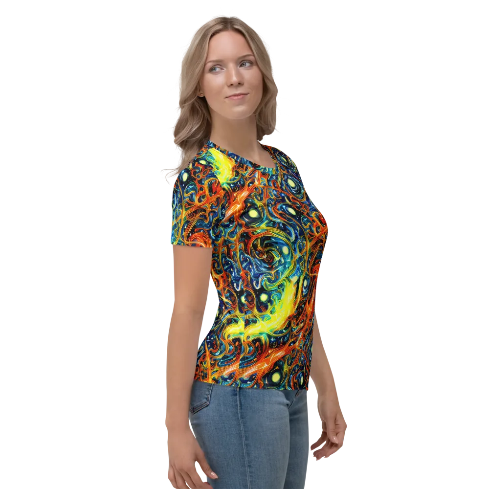 Blue Flame Field on Women's Crew Neck T-Shirt — Right